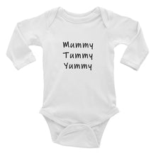 Load image into Gallery viewer, Baby Long Sleeve Bodysuit &#39;Mummy Tummy Yummy&#39;