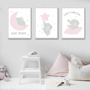 Pink Elephant Star Wall Art