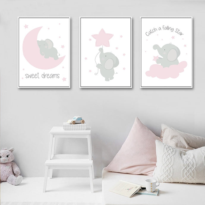 Pink Elephant Star Wall Art