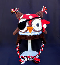 Load image into Gallery viewer, Baby's Pirate Owl Crochet Hat
