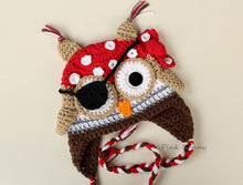 Load image into Gallery viewer, Baby's Pirate Owl Crochet Hat