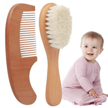 Load image into Gallery viewer, Baby Grooming 2pcs  Natural Wooden Comb Brush Set