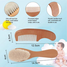 Load image into Gallery viewer, Baby Grooming 2pcs  Natural Wooden Comb Brush Set