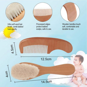 Baby Grooming 2pcs  Natural Wooden Comb Brush Set