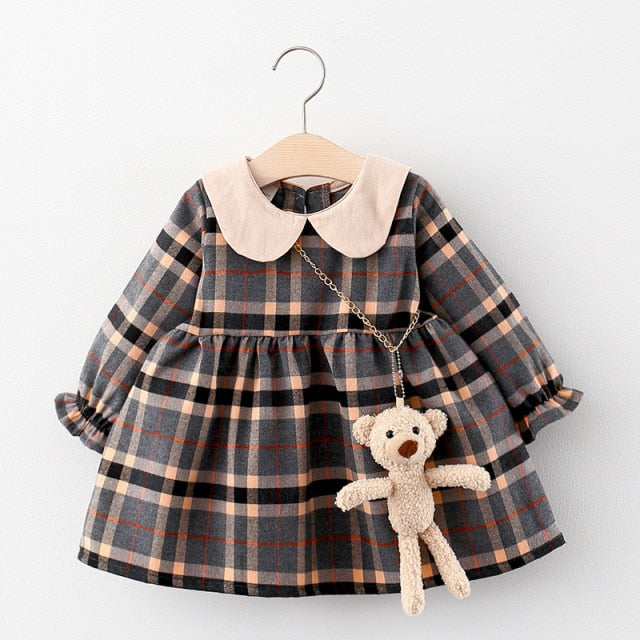 Baby Girl Tartan Beige Dress, 0 - 2 years