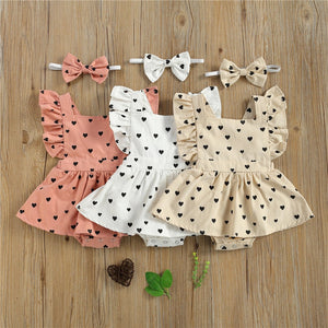 Baby Girls Summer Dress with Hair Bow