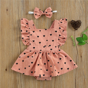 Baby Girls Summer Dress with Hair Bow