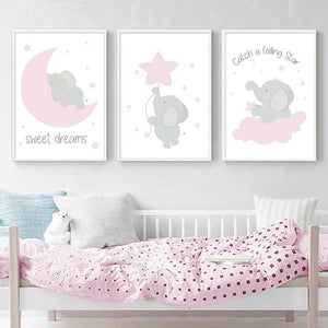 Pink Elephant Star Wall Art