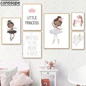 Little Princess Unicorn Ballerina Wall Art