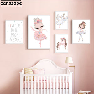 Little Princess Unicorn Ballerina Wall Art