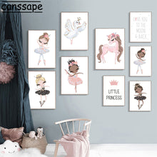 Load image into Gallery viewer, Little Princess Unicorn Ballerina Wall Art