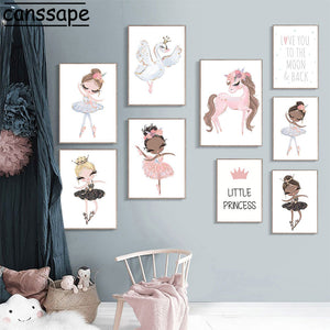 Little Princess Unicorn Ballerina Wall Art