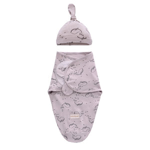 Baby Shark Print Swaddle Blanket & Cap