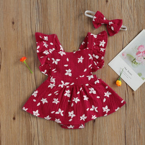 Baby Girls Summer Dress with Hair Bow