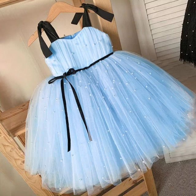 Baby Girl Tutu Blue Pearl Dress