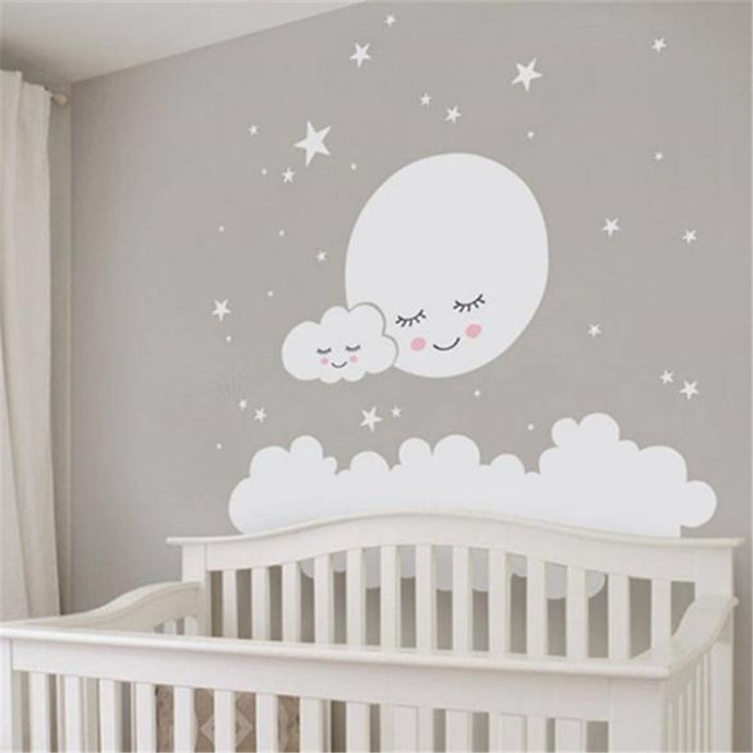 Moon, Clouds and stars Wall Art