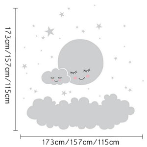 Moon, Clouds and stars Wall Art